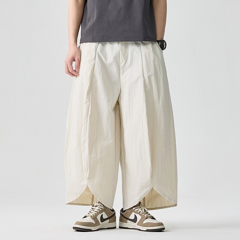 2025 Summer Plus-Size Loose Chinese Style Japanese Hong Kong Style Retro Mountain Style Cropped Harem Wide-Leg Pants Unisex Trendy - Image 1