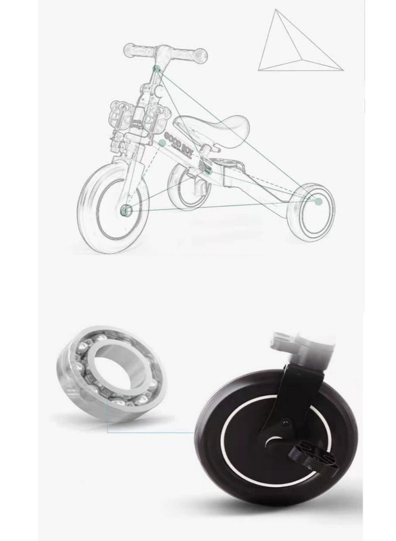 3-in-1 Convertible Kids Tricycle Balance Bike (Yellow) - Image 2