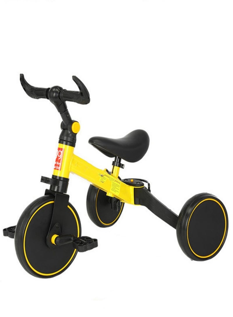 3-in-1 Convertible Kids Tricycle Balance Bike (Yellow) - Image 1