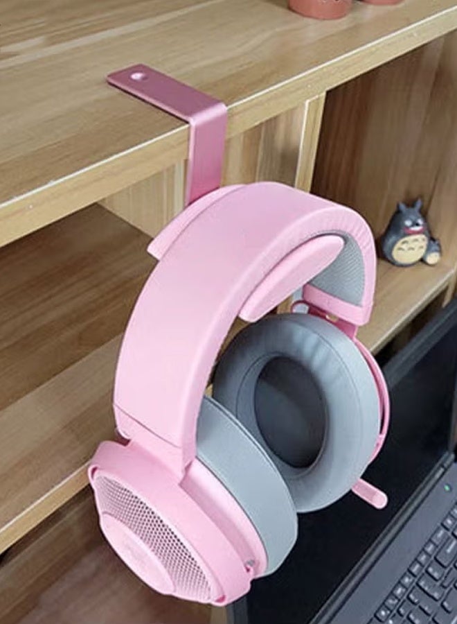 Headphone Stand Headset Holder - Adhesive Gaming Headphone Hanger Hook Desk Mount for Most Headphone & Controller (Pink) - Image 1