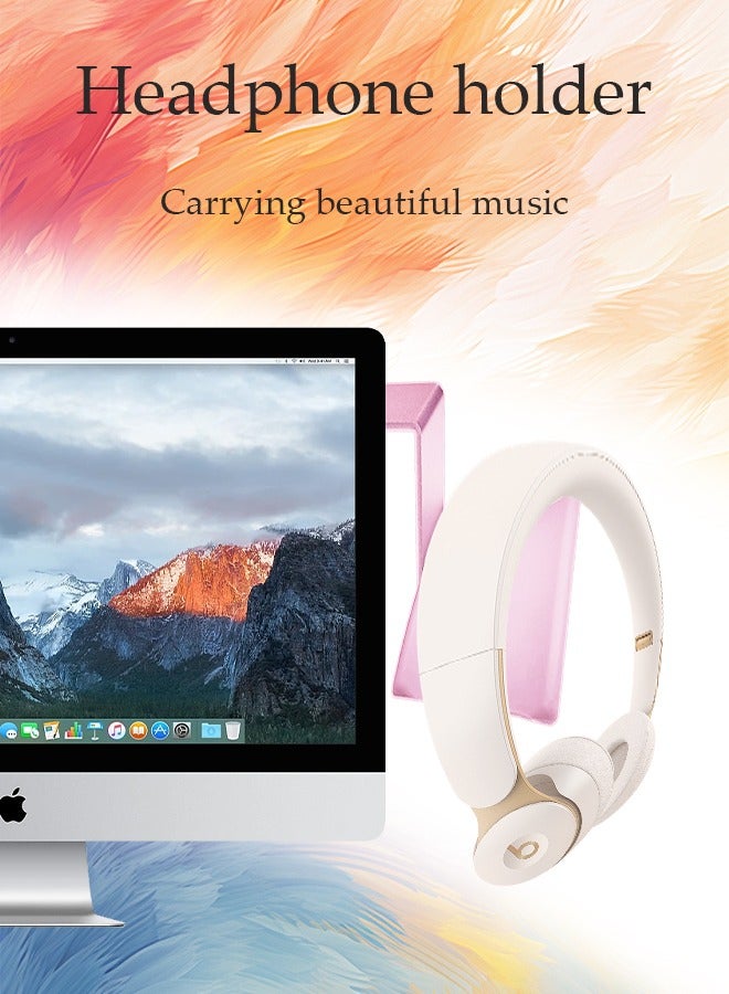 Headphone Stand Headset Holder - Adhesive Gaming Headphone Hanger Hook Desk Mount for Most Headphone & Controller (Pink) - Image 3