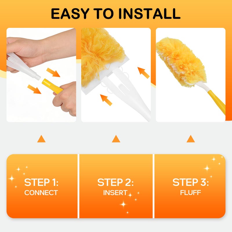 SetSail 30 Count Duster Refills Compatible with Swiffer Dusters for Cleaning with 1 Handle Disposable Duster Refill Multi Surface 360 Duster Cleaner Kit for Ceiling Fan, Blind, Furniture - Image 4