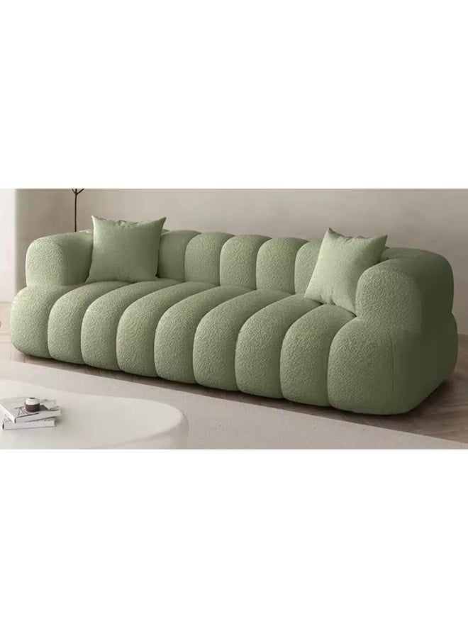 Modern Plush Boucle Sofa in Sage Green - Image 1