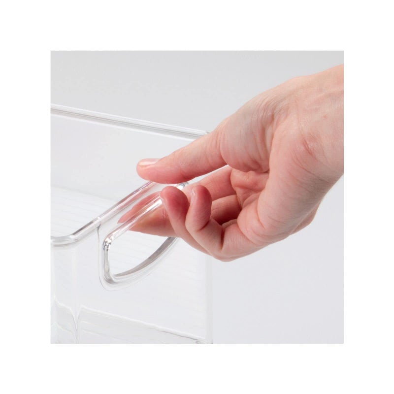 mDesign Plastic Stackable Kitchen Organizer - Storage Bin with Handles for Refrigerator, Freezer, Cabinet, and Pantry Shelves Organization - Food Container - Clear - Image 5