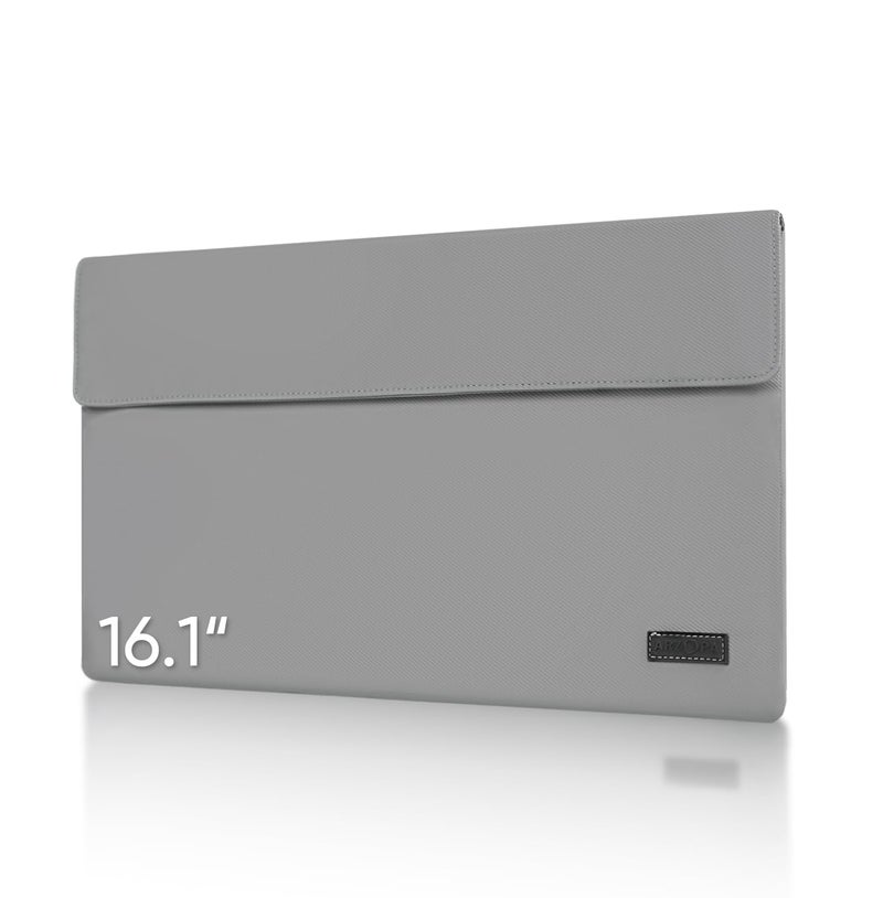 ARZOPA 16.1" Portable Monitor Sleeve Bag, PU Leather Case for Travel Monitor Laptop, Grey - Image 1