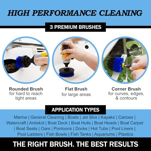 Drillbrush Boat Accessories – Kayak Cleaning Kit – Boat Cleaning Brush Kit – Marine Scrub Brush Attachment for Drill – Rotary Brushes for Boats – Motorized Hull Power Scrubber Set - Hull Cleaner Set - Image 2