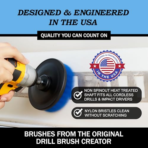 Drillbrush Boat Accessories – Kayak Cleaning Kit – Boat Cleaning Brush Kit – Marine Scrub Brush Attachment for Drill – Rotary Brushes for Boats – Motorized Hull Power Scrubber Set - Hull Cleaner Set - Image 3