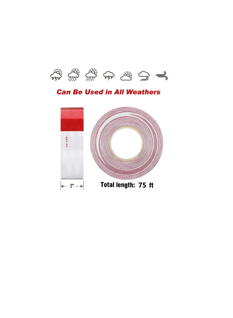 TYLife DOT-C2 Reflective Safety Tape,2 in x 75ft Waterproof Red and White Adhesive Reflector Tape, Conspicuity Tape,Reflective Stickers for Trailers, RV, Camper, Boat Trailers, RV, Camper, Boat - Image 2