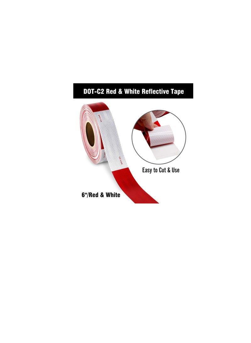 TYLife DOT-C2 Reflective Safety Tape,2 in x 75ft Waterproof Red and White Adhesive Reflector Tape, Conspicuity Tape,Reflective Stickers for Trailers, RV, Camper, Boat Trailers, RV, Camper, Boat - Image 3