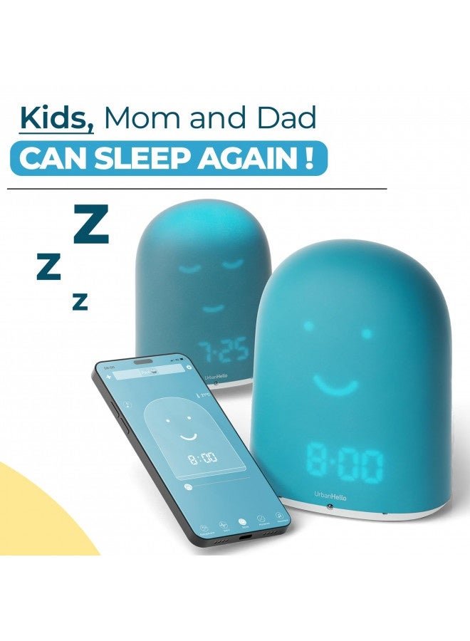 Remi - The Best Ok To Wake Children Clock - Sleep Trainer - Sleep Tracker - Audio Baby Monitor - Night Light And White Noise Sound Machine - Mp3 And Streaming Music Speaker - Time-To-Rise Face - Blue
