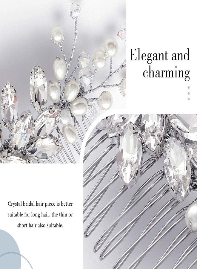 Latious Crystal Bride Wedding Hair Comb Silver Pearl Hair Pieces Rhinestones Bridal Hair Accessories for Women and Girls - Image 5