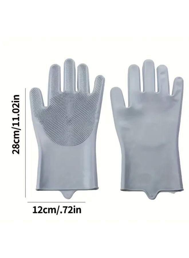 Pink Silicone Washing Gloves Reusable Durable Slip Resistant Kitchen Bathroom Cleaning - Image 2
