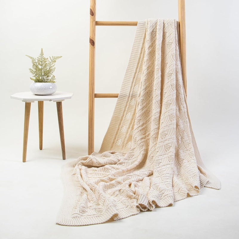 DMAASA HandMade Pure Cotton Knitted Throw Blanket 50X70 Inch Twin Size Warm Throw for Chair Bed and Couch Lightweight Breathable Cozy Throw Home and Multi Use - Image 4