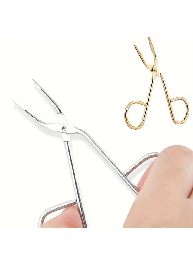 Stainless Steel Scissor Shaped Eyebrow Tweezer Clip 1pc Easy to Handle Hair Plucker - Image 1