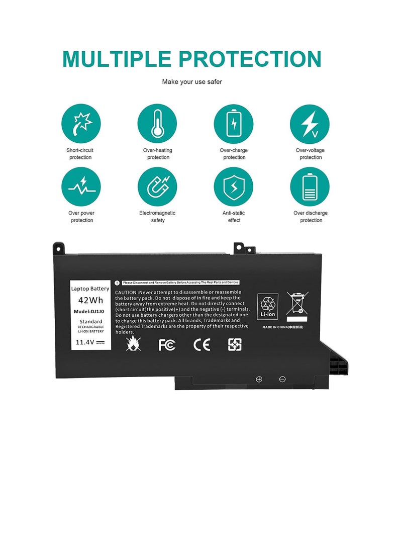 زيكسين بطارية بديلة 11.4 فولت 42 وات في الساعة DJ1J0 PGFX4 للكمبيوتر المحمول متوافقة مع Dell Latitude 7280 7290 7380 7390 7480 7490 ليثيوم أيون 451-BBZL PGFX4 ONFOH DJ1JO، بطارية بديلة جديدة  - Image 3