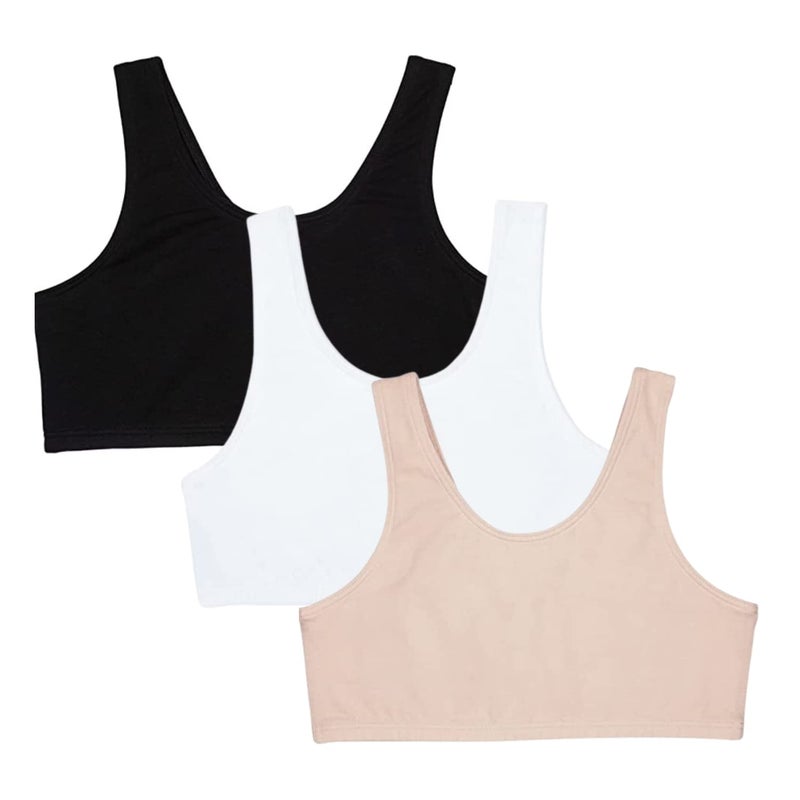 Mysha Sports Bra for Women & Girls - Pack of 3 Cotton Non-Padded Full Coverage Training Bras - Image 1