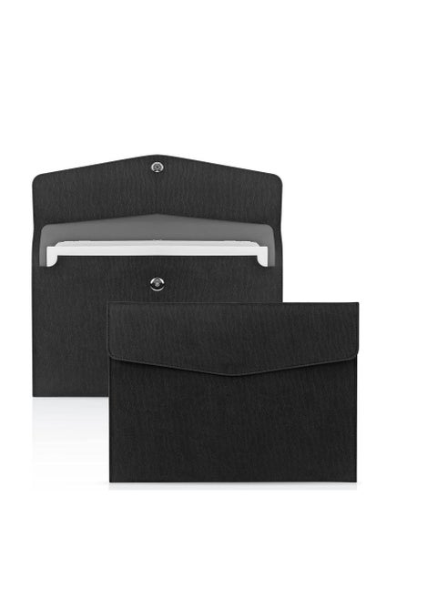 A4 Envelope File Holder, Waterproof Document Bag,  Lightweight PU Leather Multifunction Portfolio, Document File Folder, File Organizer Storage Case for Paper Document Tablet Case 2PCS Black
