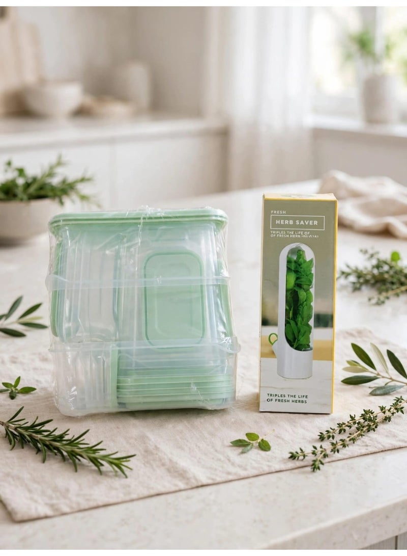Savings and Organization Offer - 17-Piece Storage Container Set + Fresh Herb Container - Image 4