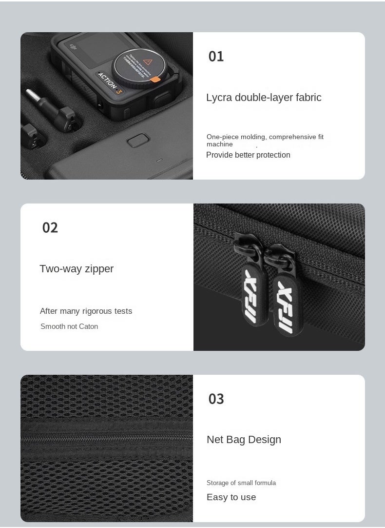 Generic - DJI Action 3/4/5 Pro Universal Storage Case, Waterproof and Shockproof Camera Accessories Box, Large Capacity, PU Leather, Lycra Lining, Portable Hand Carry & Shoulder Strap, Durable Hard Shell - Image 1