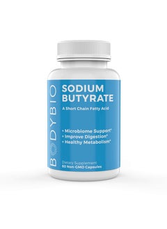 BodyBio BodyBio Gut Health Supplement 60 Caps - Butyrate + Sodium | The Ultimate Postbiotic | No Bloating | No Gas | Great Poops | Supports Healthy Digestion | Leaky Gut Repair | No Additives  - Image 1