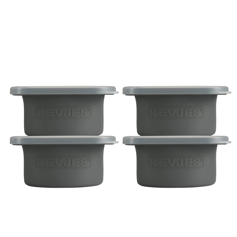 KEVJES KEVJES Stackable Silicone Artisan Pizza Dough Proofing Proving Boxes with AirTight Lids4pack500ml Volume for 250g Dough Ball Space Grey 