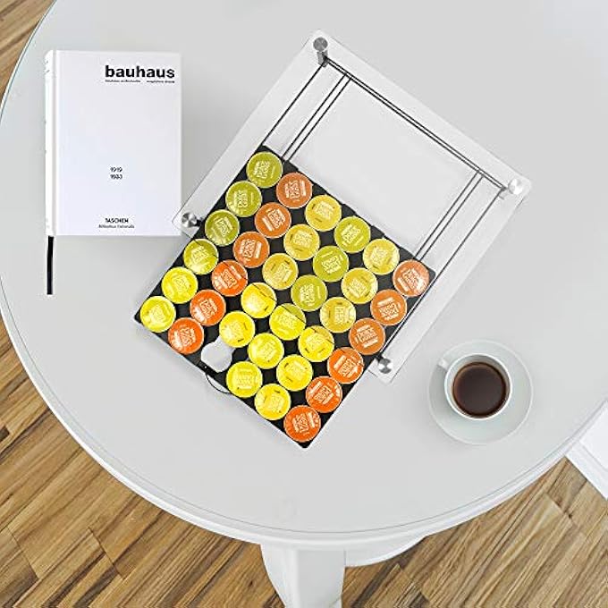 ريحني حامل كبسولات قهوة دولشي غوستو حامل كبسولات كبسولات الدرج الزجاجي المقسى لمنظم 36 قطعة - Image 5