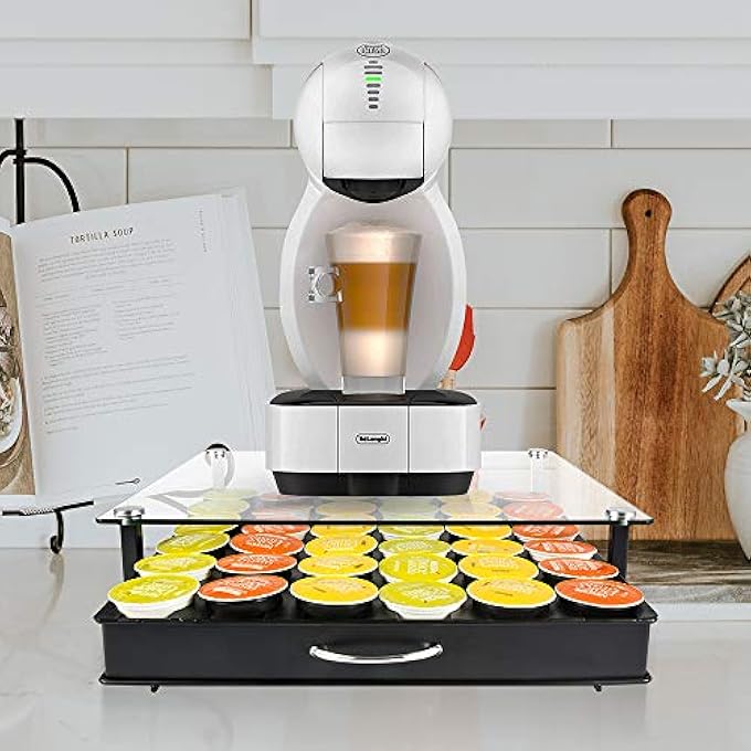 ريحني حامل كبسولات قهوة دولشي غوستو حامل كبسولات كبسولات الدرج الزجاجي المقسى لمنظم 36 قطعة - Image 3