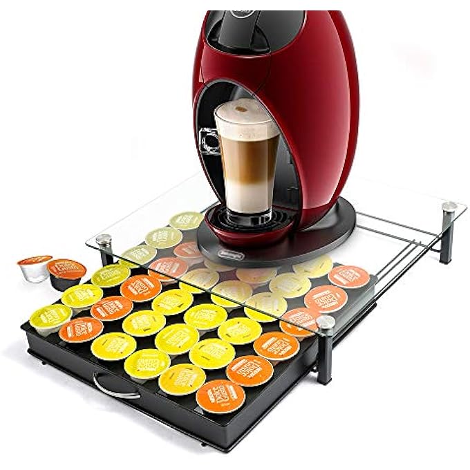 ريحني حامل كبسولات قهوة دولشي غوستو حامل كبسولات كبسولات الدرج الزجاجي المقسى لمنظم 36 قطعة - Image 1