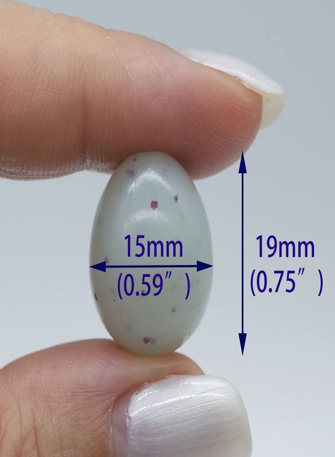 FOIBURELY Canary Fake Eggs Stop Laying, 8 Solid Plastic Fake Eggs. 15mm x 19mm Speckled Blue-Green Plastic, Not Painted - Image 2