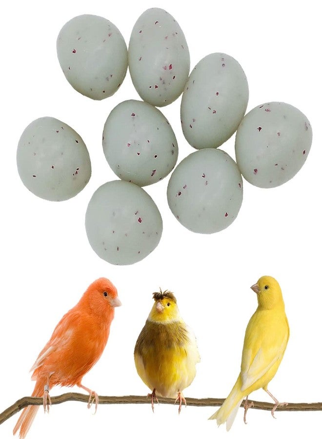 FOIBURELY Canary Fake Eggs Stop Laying, 8 Solid Plastic Fake Eggs. 15mm x 19mm Speckled Blue-Green Plastic, Not Painted - Image 1