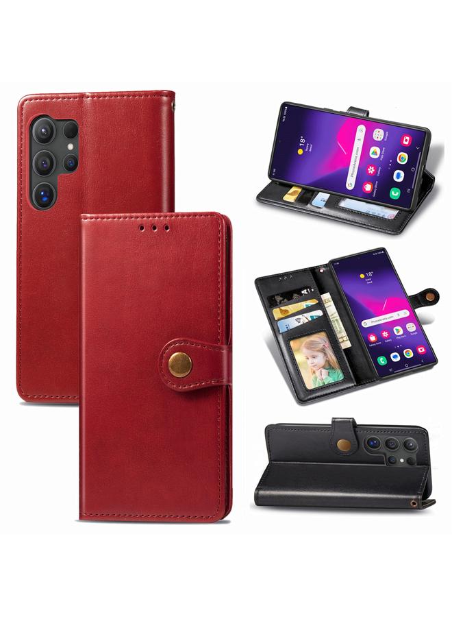 S-TOP Case For Samsung Galaxy S25 Ultra 5G Retro Solid Color Buckle Leather Phone Case - Image 1