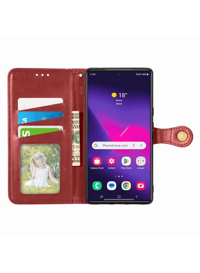 S-TOP Case For Samsung Galaxy S25 Ultra 5G Retro Solid Color Buckle Leather Phone Case - Image 3