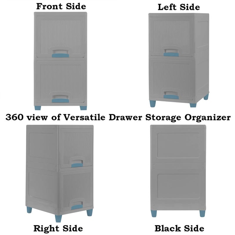 HOLLIO Foldable Plastic Cabinet For Storage Wardrobe For Clothes Plastic Cupboard For Clothes Modular Drawer Storage Chest Of Drawers Organizer Storage Box 6 Layer GREY - Image 2