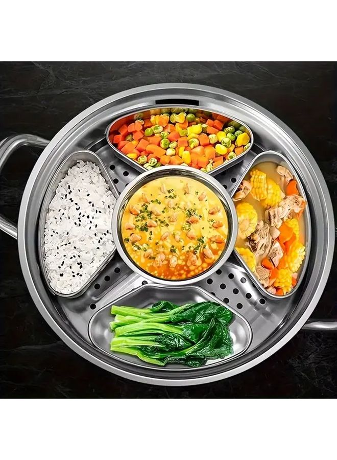 3 Piece Stainless Steel Steaming Tray Set for Rice Cooker Microwave Washable - Image 3