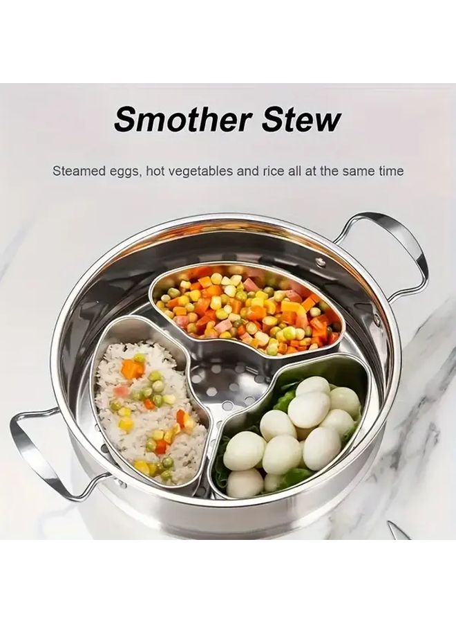 3 Piece Stainless Steel Steaming Tray Set for Rice Cooker Microwave Washable - Image 4