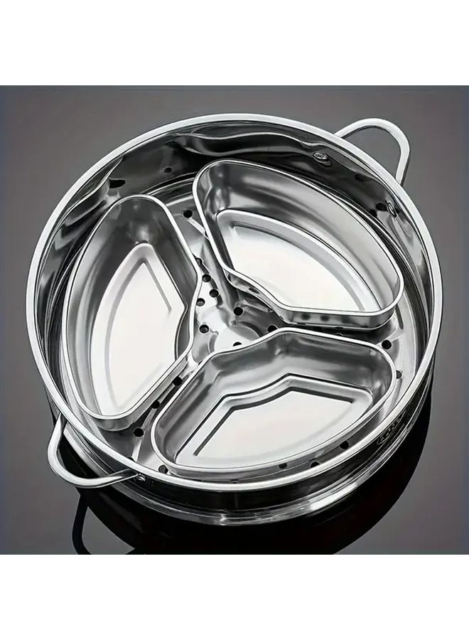 3 Piece Stainless Steel Steaming Tray Set for Rice Cooker Microwave Washable - Image 2
