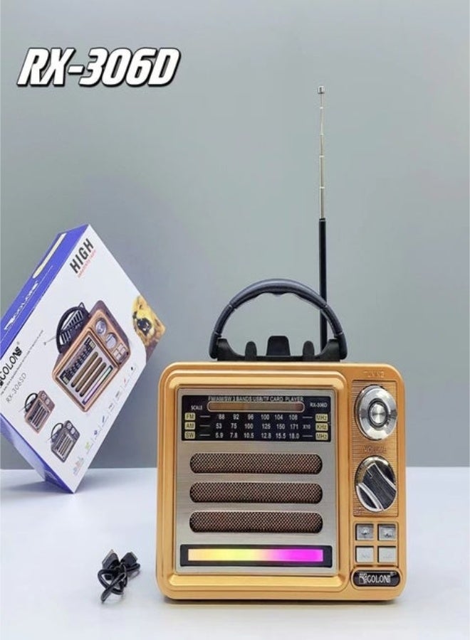 جولون راديو USB dc ريترو fm sw band golon ديسكو ضوء راديو لاسلكي عصري قديم مع مكبر صوت ستيريو TWS RGB - Image 1