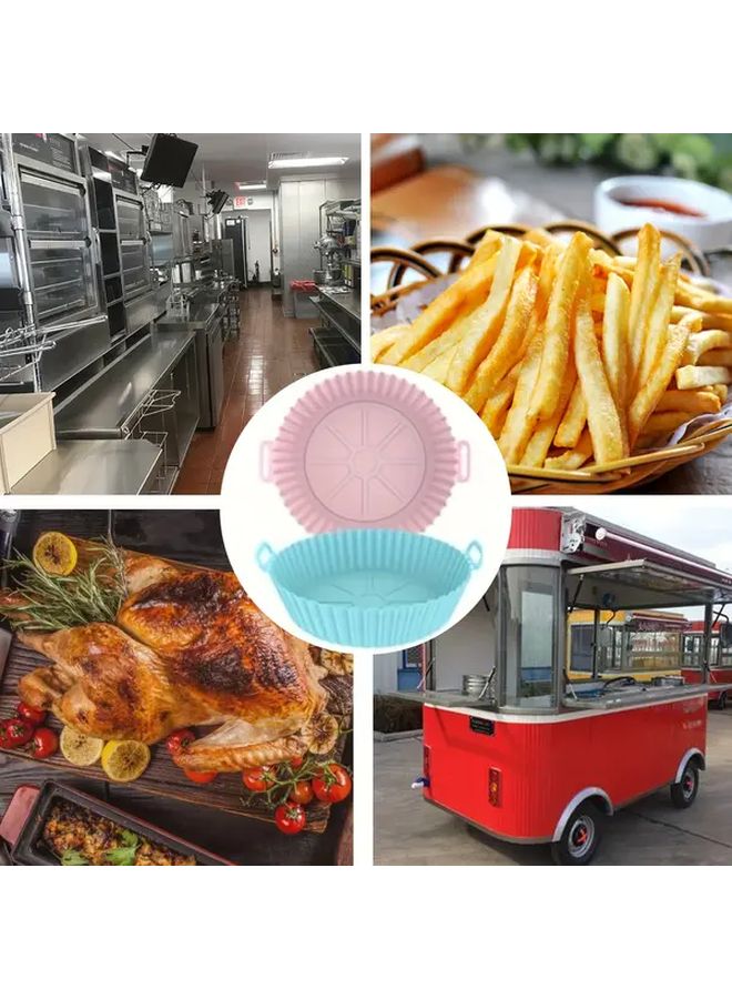 Red Silicone Air Fryer Liners Non Stick Food Safe Round Basket Accessories for 3QT to 5QT - Image 2