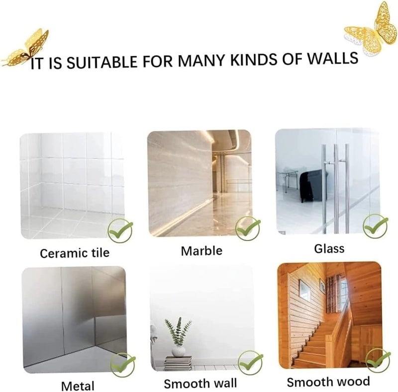sulfar 24pcs Gold Butterfly Decorations Stickers,3Sizes 2 Styles,3D Butterfly Wall/Party/Birthday/Cake Decorations, Butterflies for Crafts, Wall Stickers Room Decor (24, Gold) - Image 2