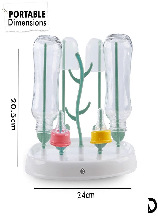 DaKos Baby Bottle Drying Rack, Bottle Drying Stand, Infant Bottle Organizer, Baby Bottle Storage with Compact Design for Easy Carriable (Green) - Image 4
