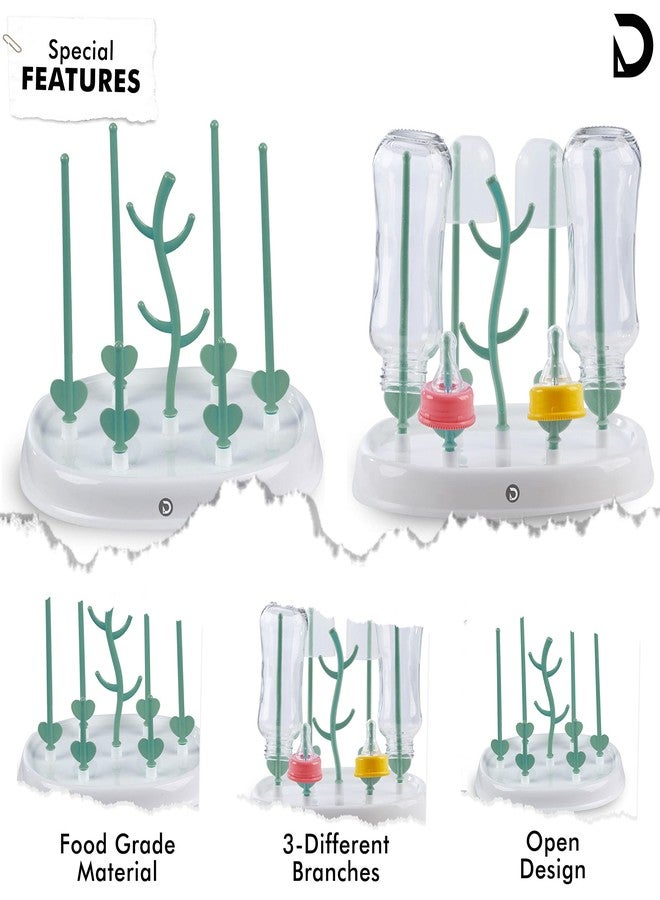 DaKos Baby Bottle Drying Rack, Bottle Drying Stand, Infant Bottle Organizer, Baby Bottle Storage with Compact Design for Easy Carriable (Green) - Image 3