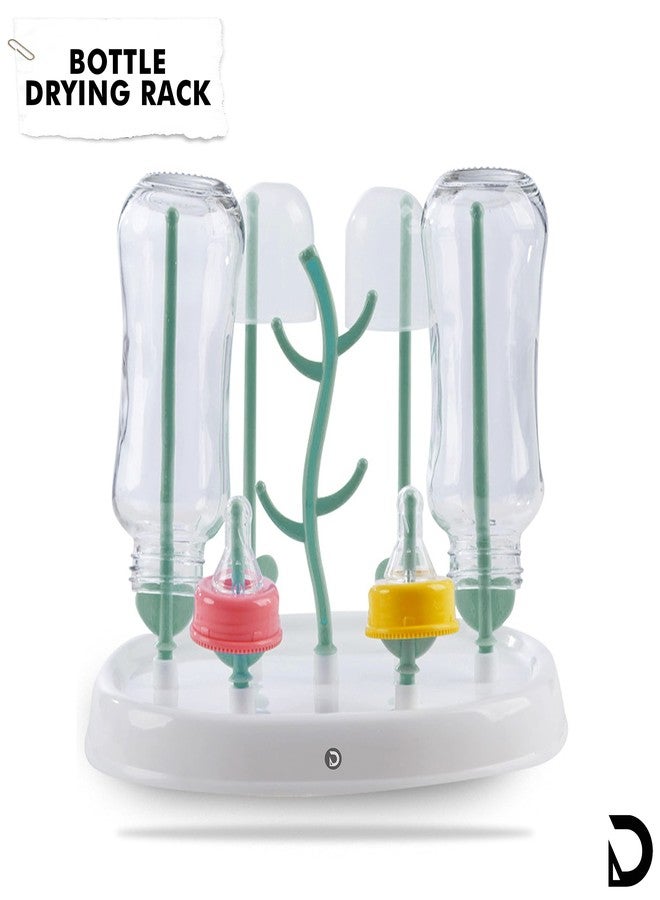 DaKos Baby Bottle Drying Rack, Bottle Drying Stand, Infant Bottle Organizer, Baby Bottle Storage with Compact Design for Easy Carriable (Green) - Image 2