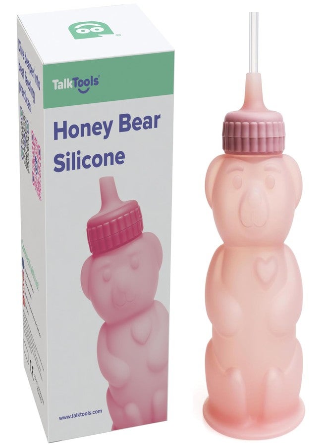 TalkTools Honey Bear Silicone Straw Cup, Dishwasher Safe Baby Drinking Bottle,Premium Food-Grade Material, Honeybear Sippy Cup for Ages 4+ Months, Kids and Toddlers (Single 8oz)-Bubblegum - Image 1