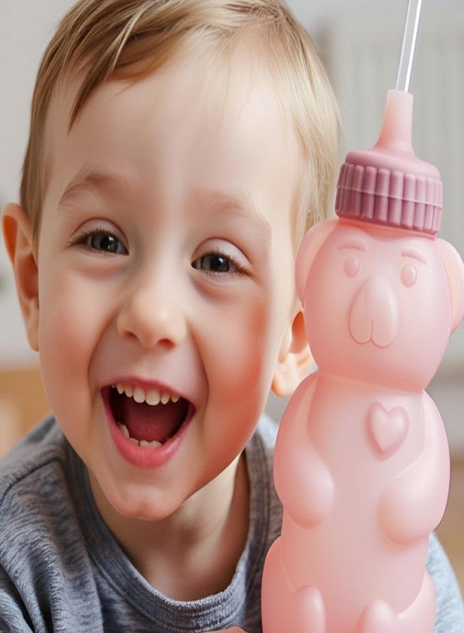 TalkTools Honey Bear Silicone Straw Cup, Dishwasher Safe Baby Drinking Bottle,Premium Food-Grade Material, Honeybear Sippy Cup for Ages 4+ Months, Kids and Toddlers (Single 8oz)-Bubblegum - Image 3