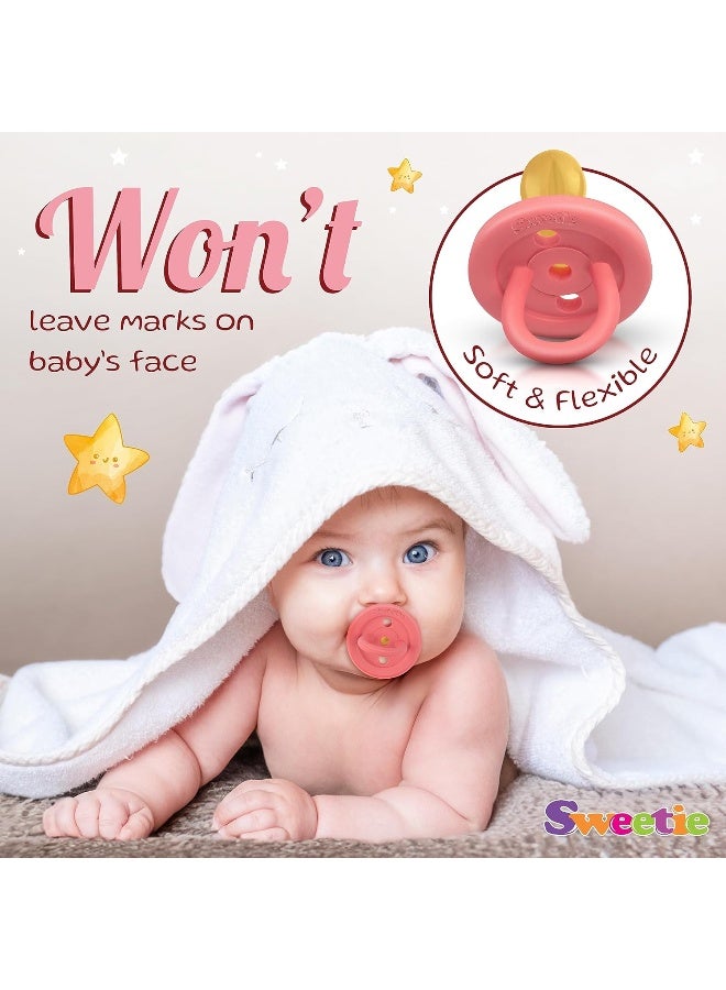 سويتي SWEETIE Rubber Pink Pacifier Natural Rubber Pacifier Rounded 1 Count - Image 3