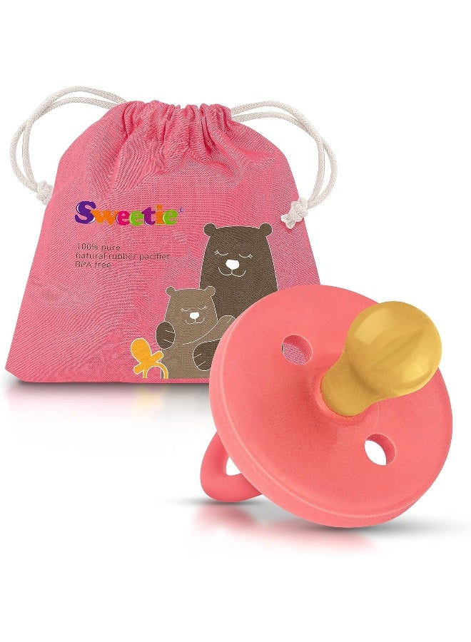 سويتي SWEETIE Rubber Pink Pacifier Natural Rubber Pacifier Rounded 1 Count - Image 1