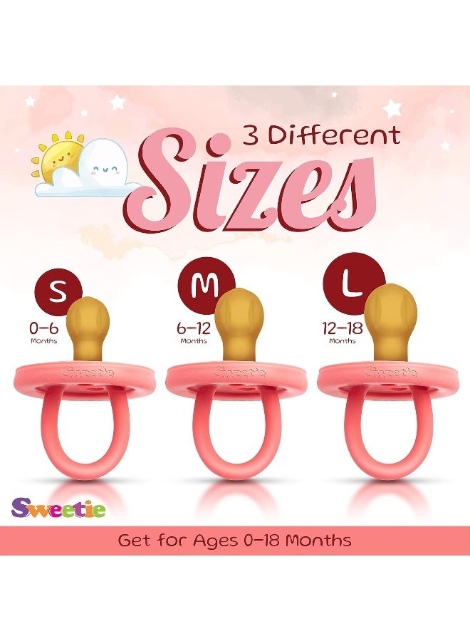 سويتي SWEETIE Rubber Pink Pacifier Natural Rubber Pacifier Rounded 1 Count - Image 2