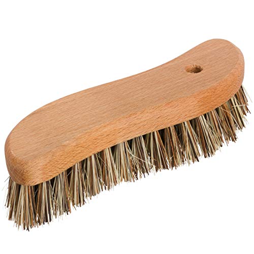 REDECKER S-Shaped Union Fiber Scrub Brush with Oiled Beechwood Handle, 8-1/4 inches, S-Shaped Easily Reaches Corners, Made in Germany - Wood Scrub Brush - Wooden Cleaning Brush - Image 1