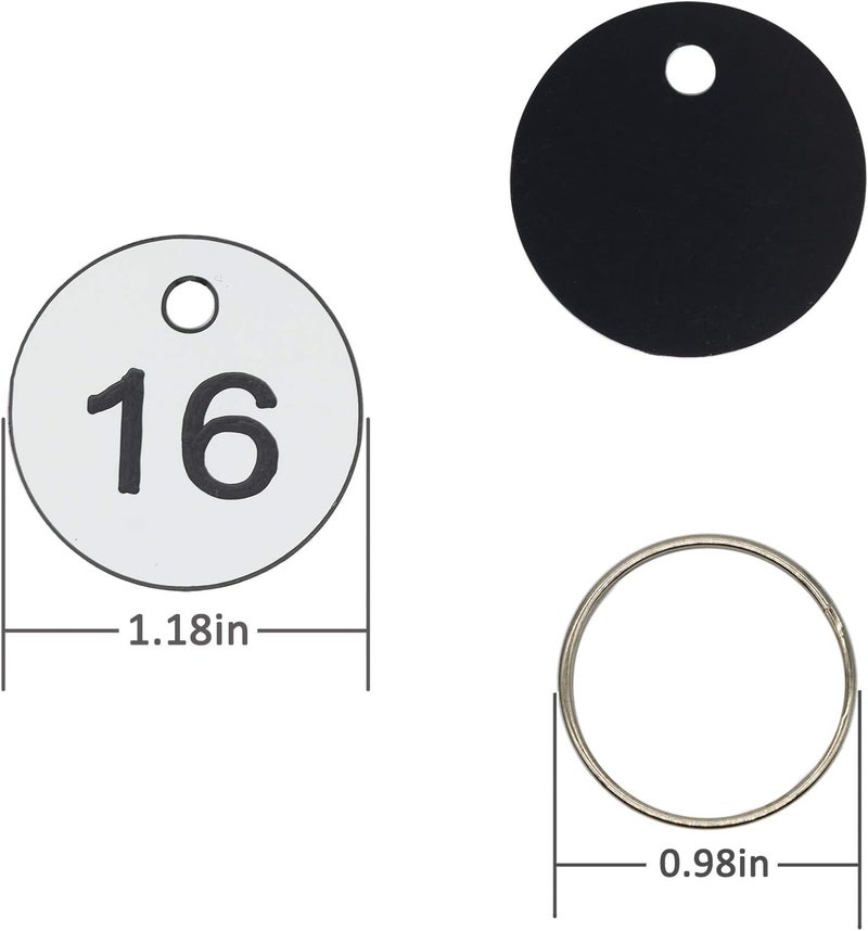 StayMax Plastic ID Number Tags Key Tags with Key Rings (1-200, White) - Image 2