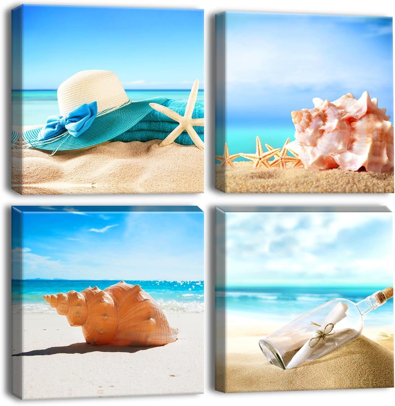 Artscope OTOSTAR Wall Art Conch and Drifting Bottle Picture Painting - Image 1
